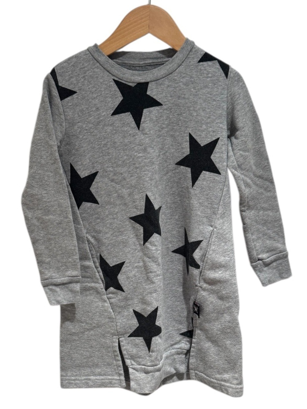 NUNUNU grey & black stars long sleeve sweater dress - size 2-3